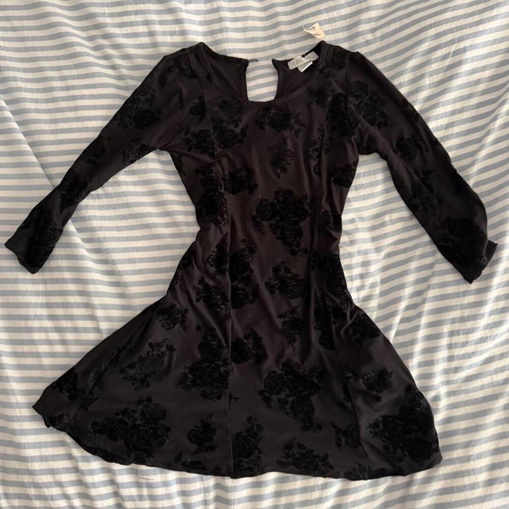 whimsy goth black floral mini dress